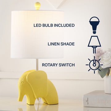 Koda Eclectic Southwestern Resin/Iron Elephant LED Kids Table Lamp - JONATHAN Y